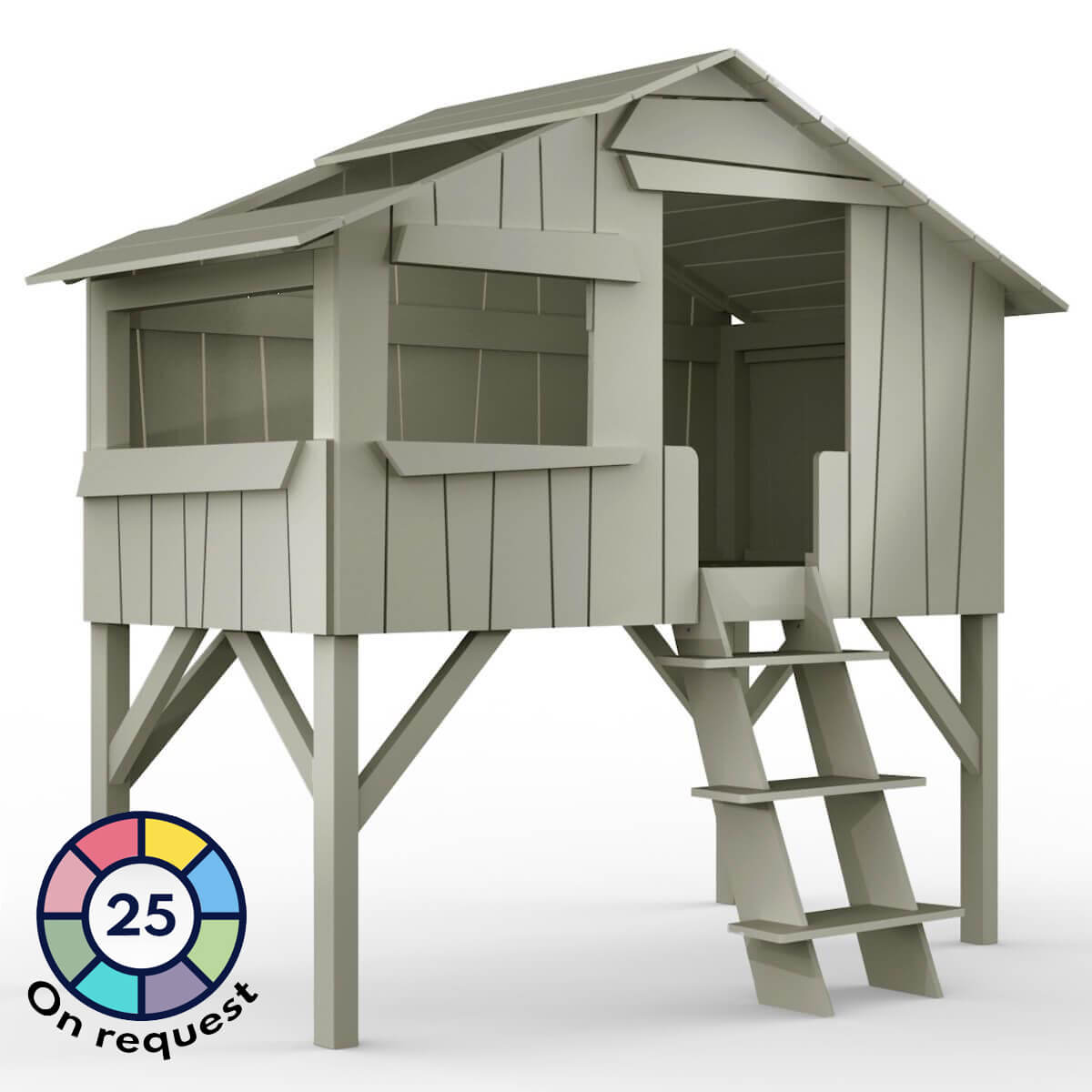 Lit mi hauteur 90x190cm CABANE Mathy by Bols gris ciment
