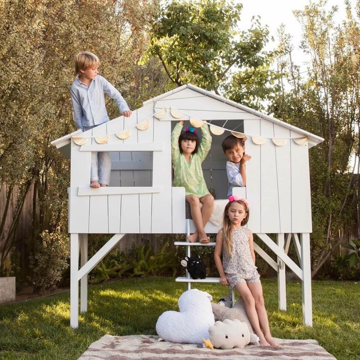 Lit mi hauteur 90x190cm CABANE Mathy by Bols gris ciment