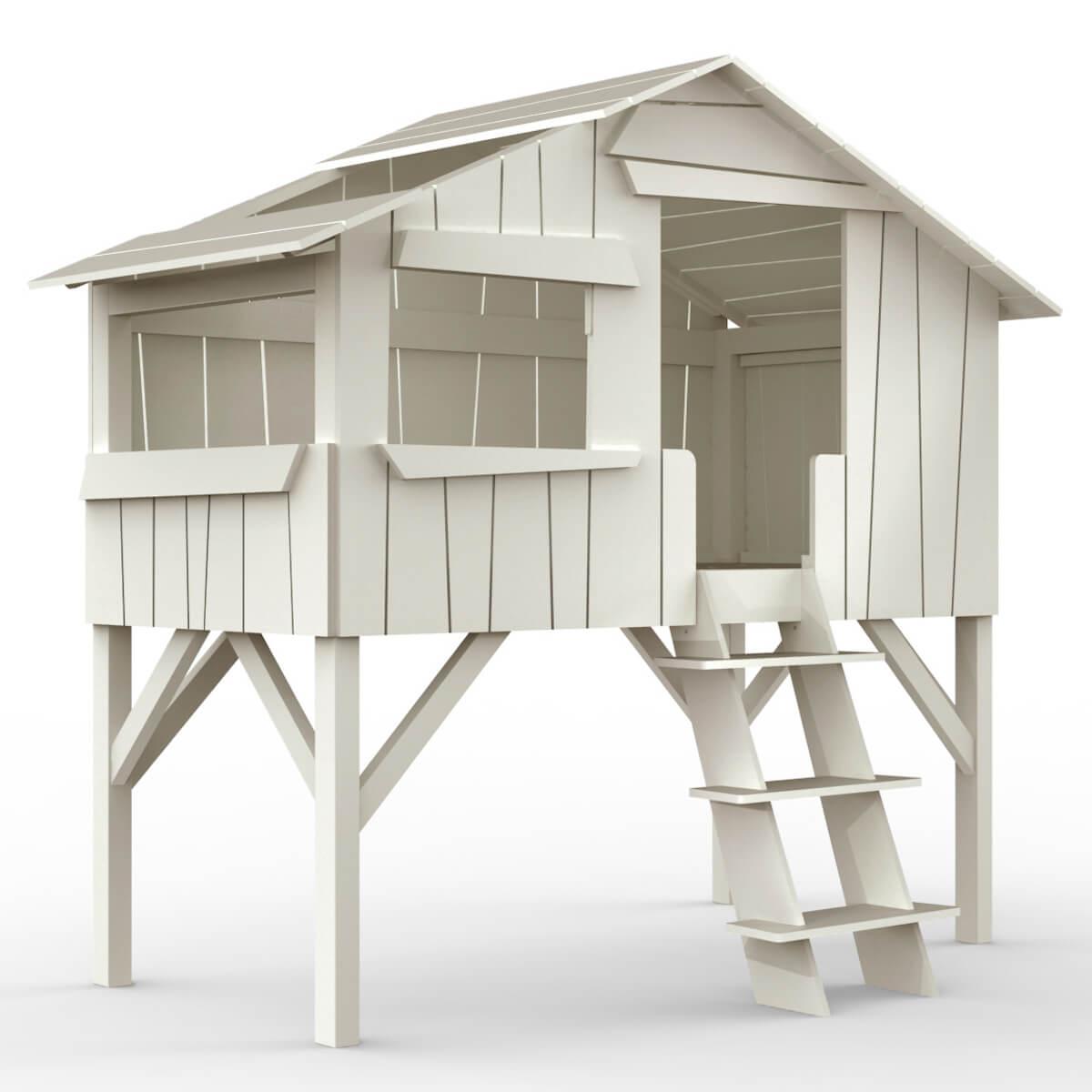 Lit mi hauteur 90x190cm CABANE Mathy by Bols gris perle