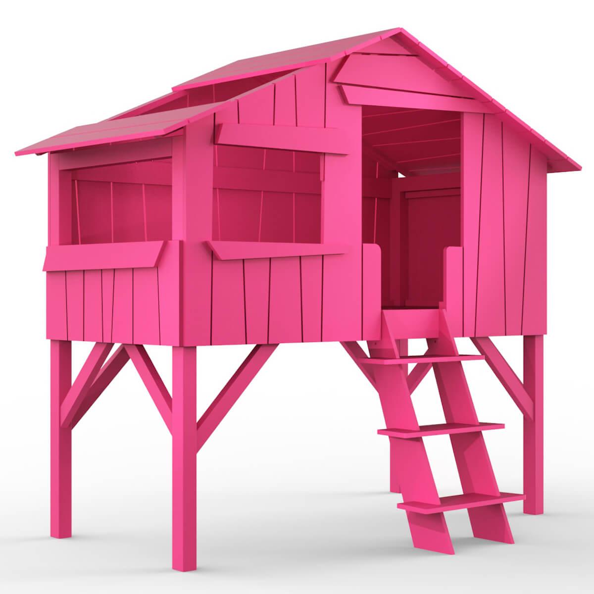 Lit mi hauteur 90x190cm CABANE Mathy by Bols rose été