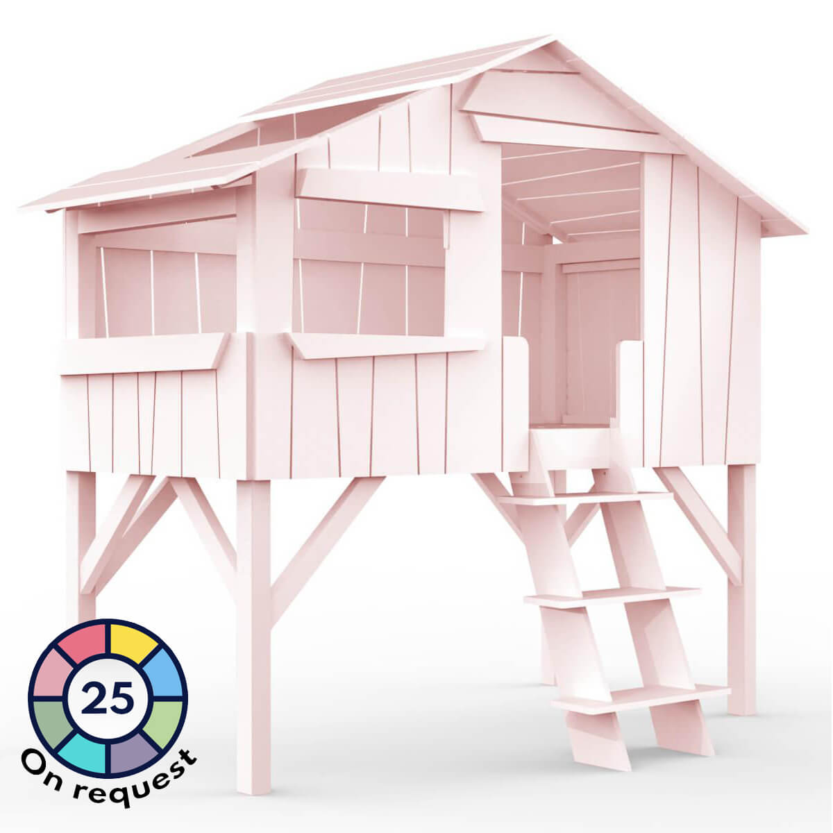 Lit mi hauteur 90x190cm CABANE Mathy by Bols rose poudré