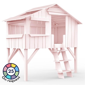 Lit mi hauteur 90x190cm CABANE Mathy by Bols rose poudré