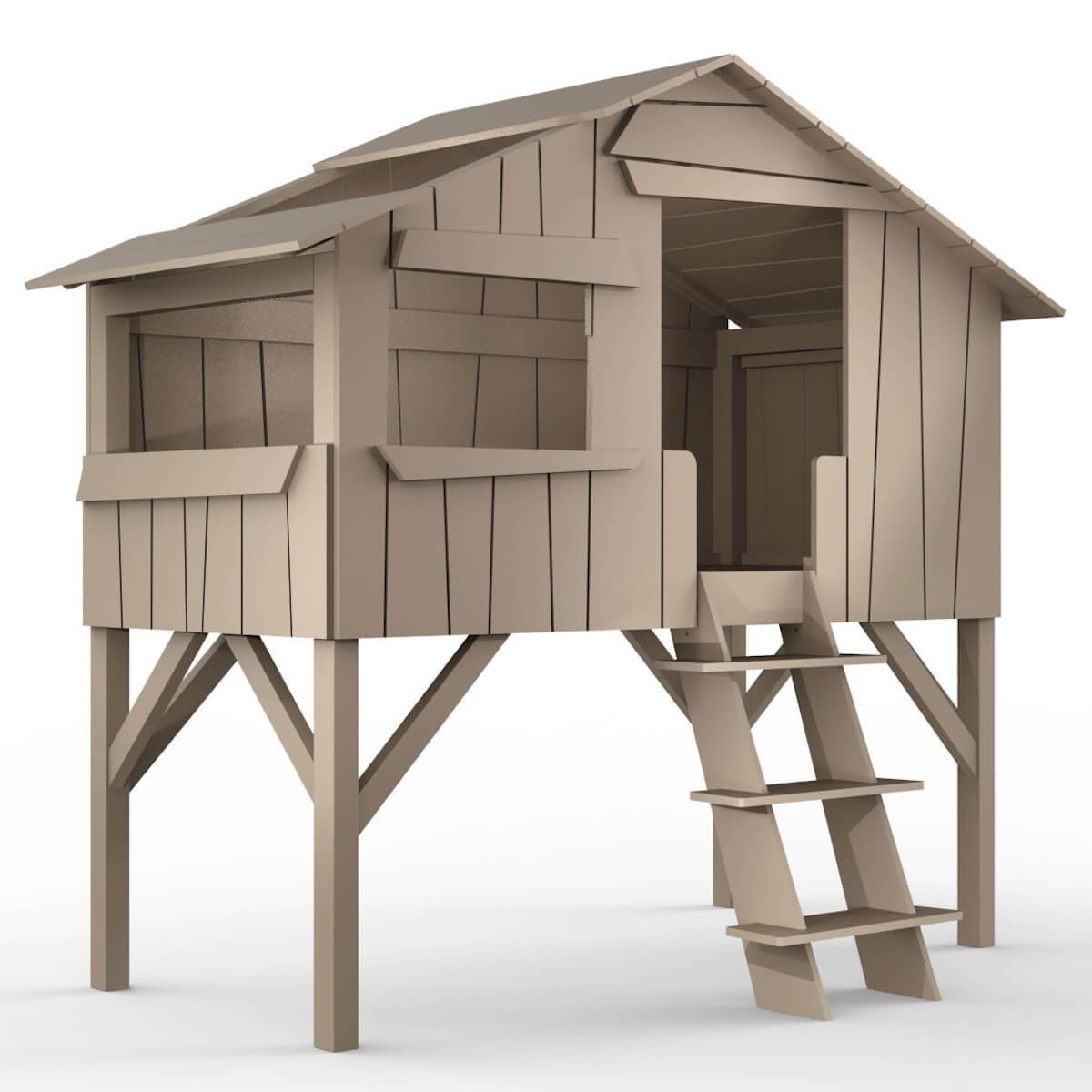 Lit mi hauteur 90x190cm CABANE Mathy by Bols taupe