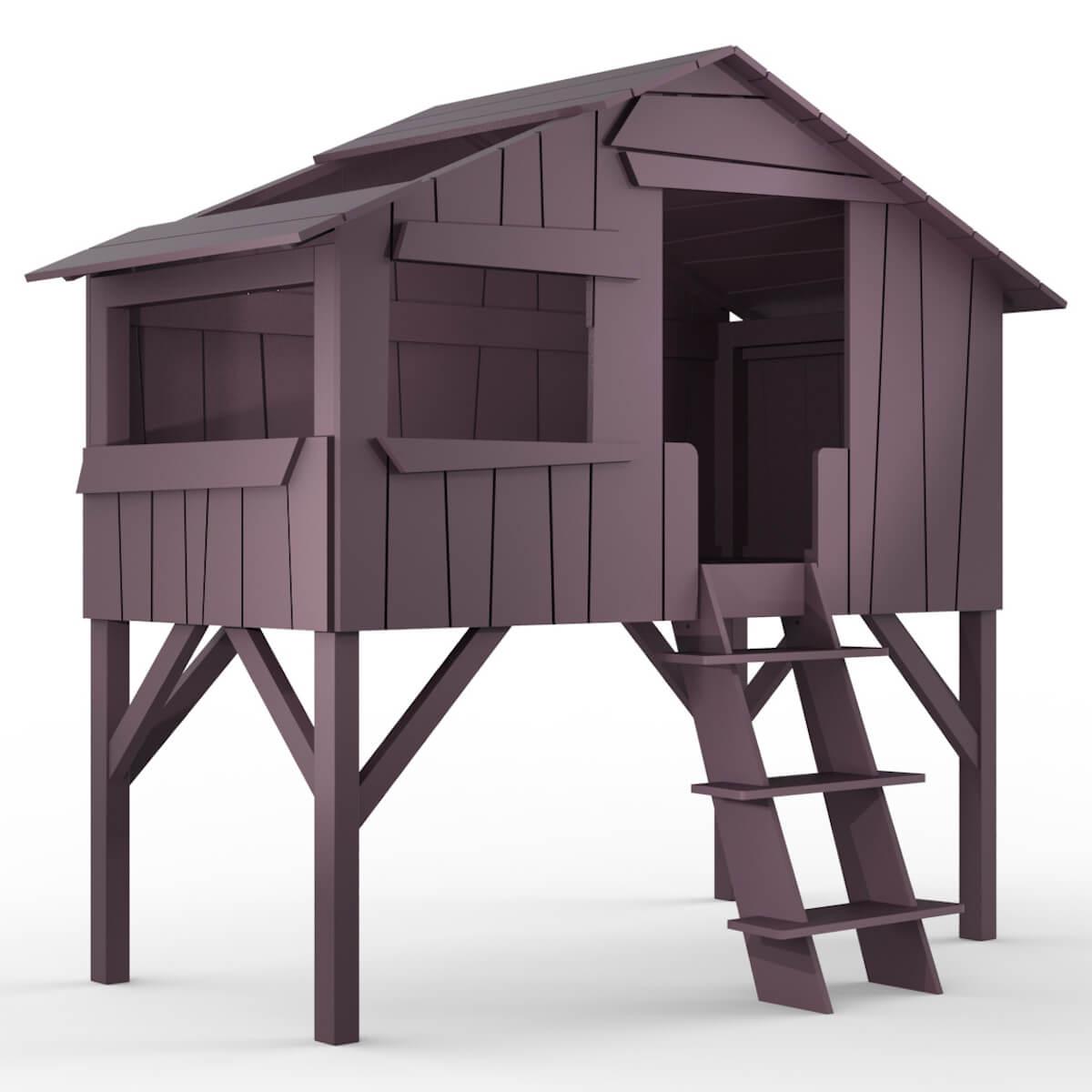 Lit mi hauteur 90x190cm CABANE Mathy by Bols violet cuberdon