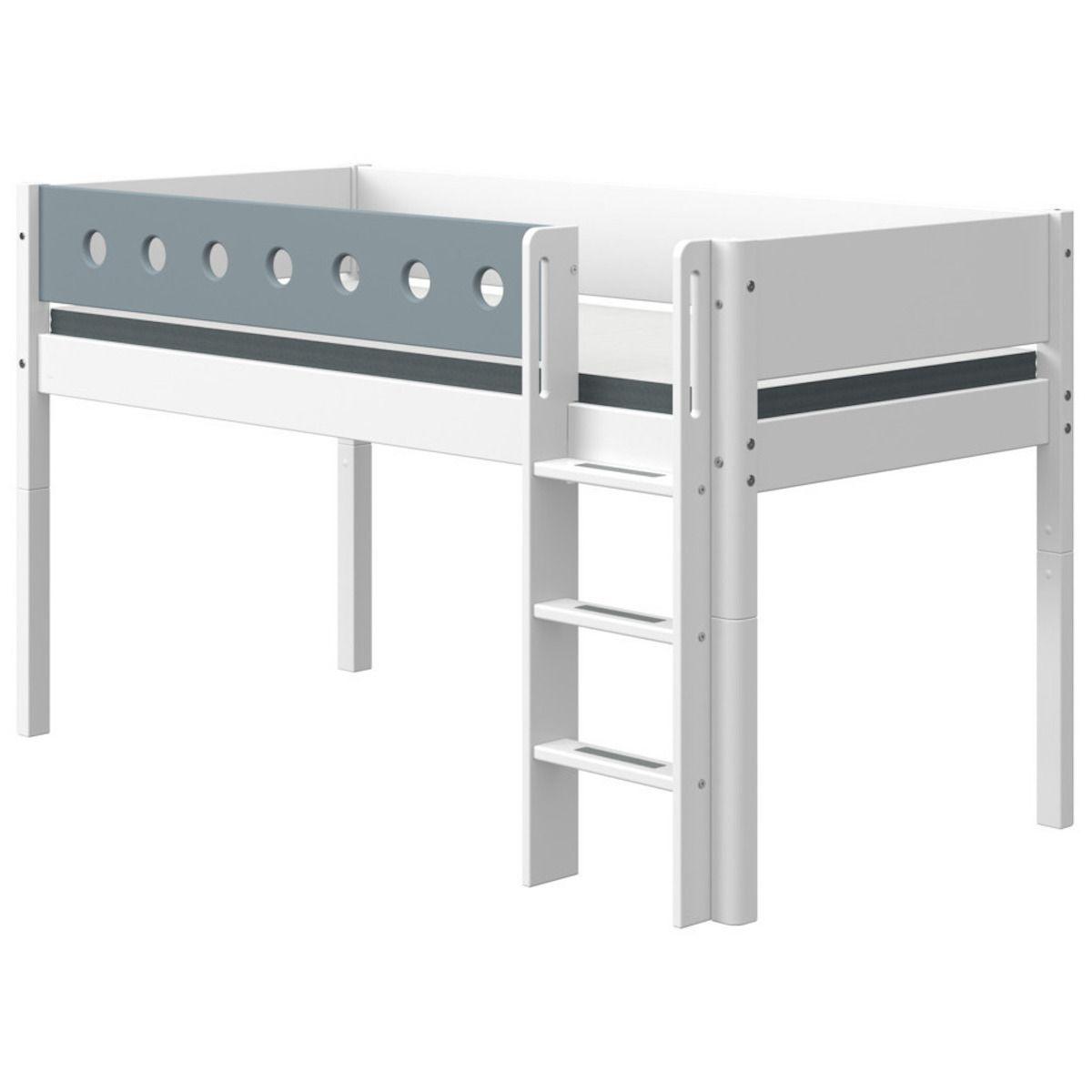 Lit mi hauteur 90x190cm échelle droite WHITE Flexa blanc-light blue