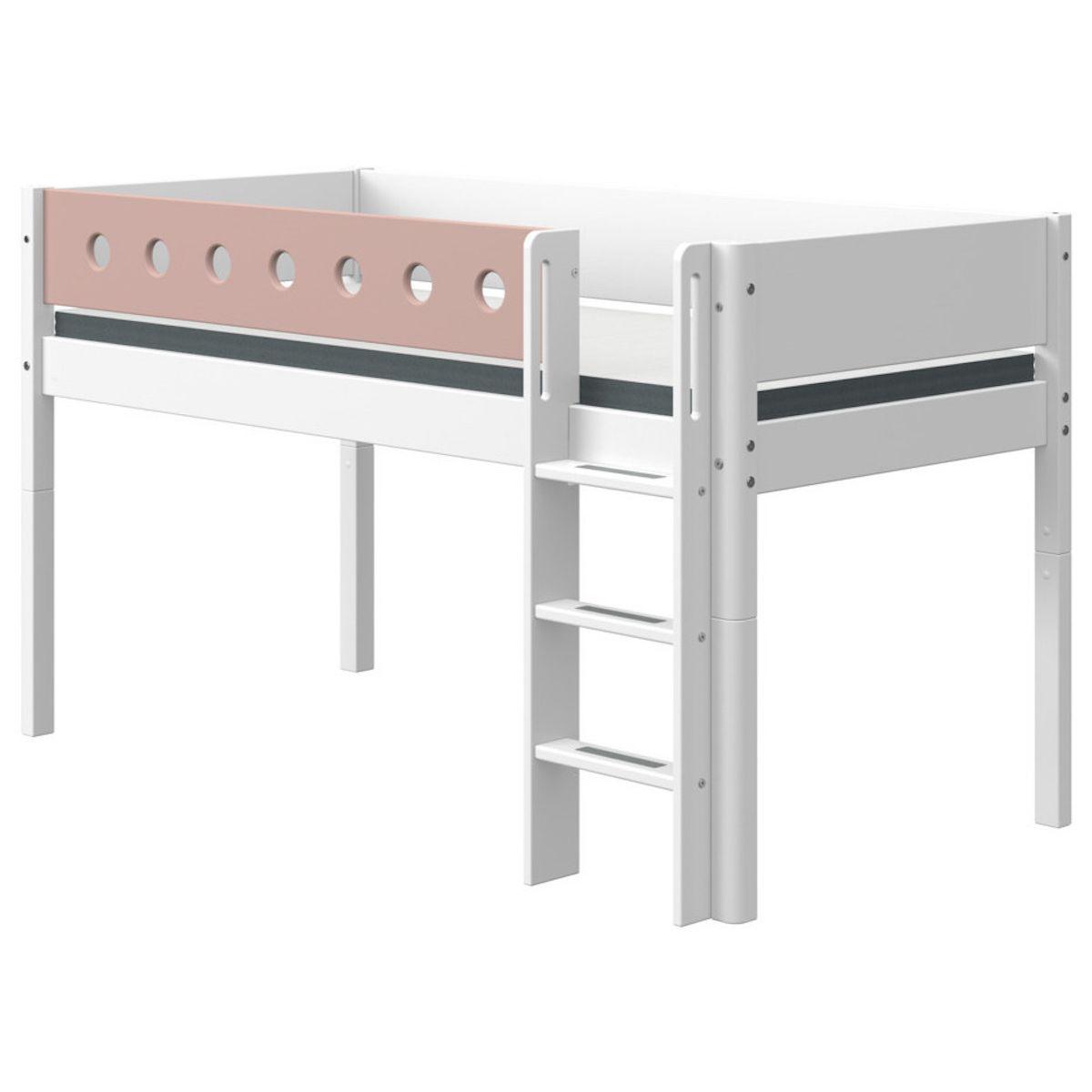 Lit mi hauteur 90x190cm échelle droite WHITE Flexa blanc-light rose