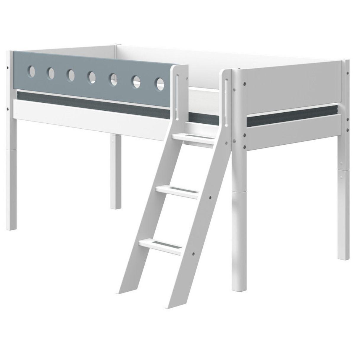 Lit mi hauteur 90x190cm échelle inclinée WHITE Flexa blanc-light blue