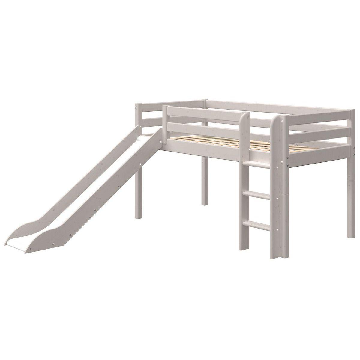 Lit mi hauteur 90x200cm échelle droite toboggan CLASSIC Flexa grey washed