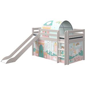 Lit mi hauteur 90x200cm échelle droite toboggan CLASSIC Flexa grey washed