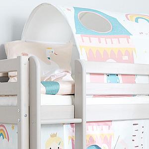 Lit mi hauteur 90x200cm échelle droite toboggan CLASSIC Flexa grey washed