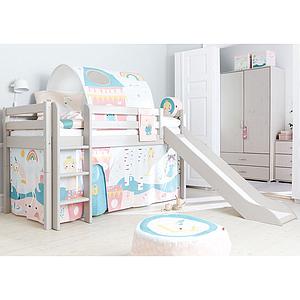 Lit mi hauteur 90x200cm échelle droite toboggan CLASSIC Flexa grey washed