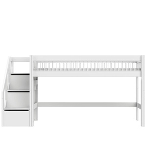 Lit mi-hauteur 90x200cm escalier BREEZE LUX Lifetime blanc