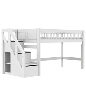 Lit mi-hauteur 90x200cm escalier BREEZE LUX Lifetime blanc