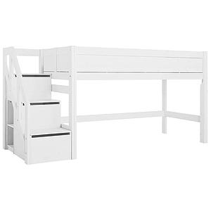 Lit mi hauteur 90x200cm escalier Lifetime Blanc