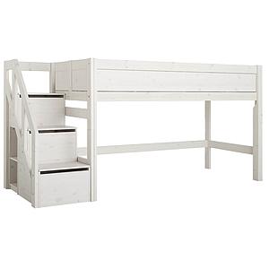 Lit mi hauteur 90x200cm escalier Lifetime whitewash