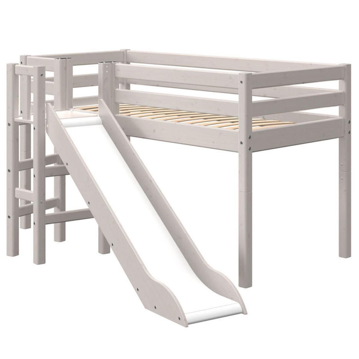 Lit mi hauteur 90x200cm plate forme toboggan CLASSIC Flexa grey washed