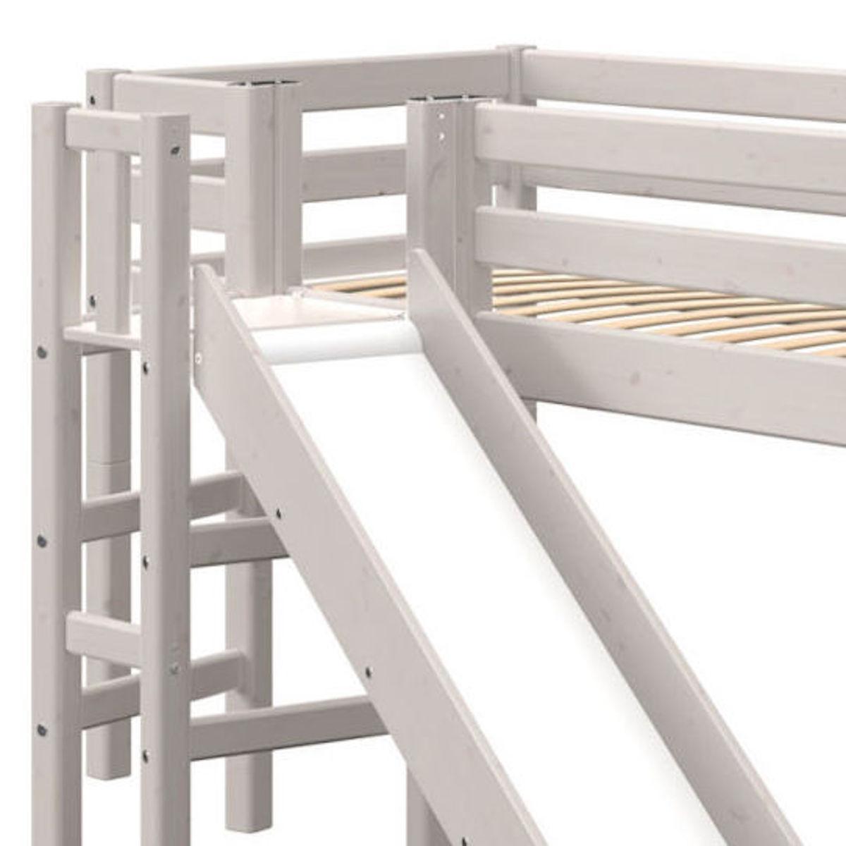 Lit mi hauteur 90x200cm plate forme toboggan CLASSIC Flexa grey washed