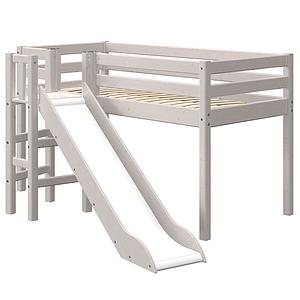 Lit mi hauteur 90x200cm plate forme toboggan CLASSIC Flexa grey washed