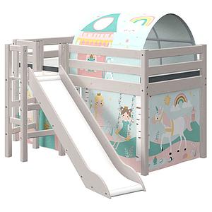 Lit mi hauteur 90x200cm plate forme toboggan CLASSIC Flexa grey washed
