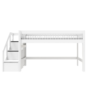 Lit mi-hauteur avec escalier 90x200cm BREEZE Lifetime blanc
