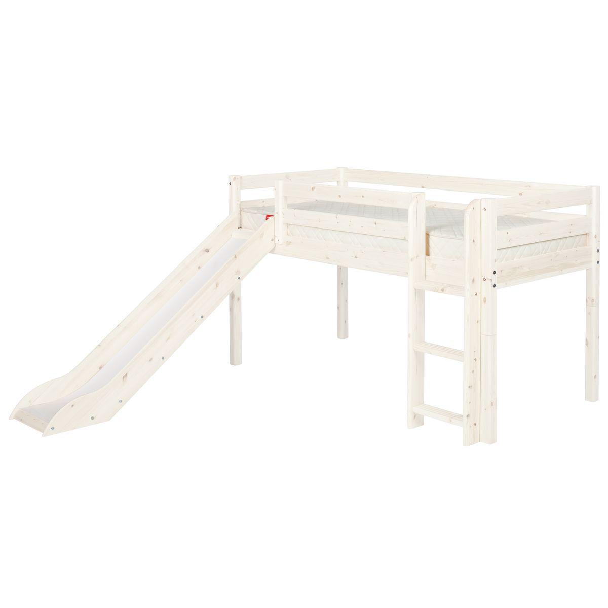Lit mi-hauteur Classic Line 90x200 cm + échelle droite + toboggan by FLEXA