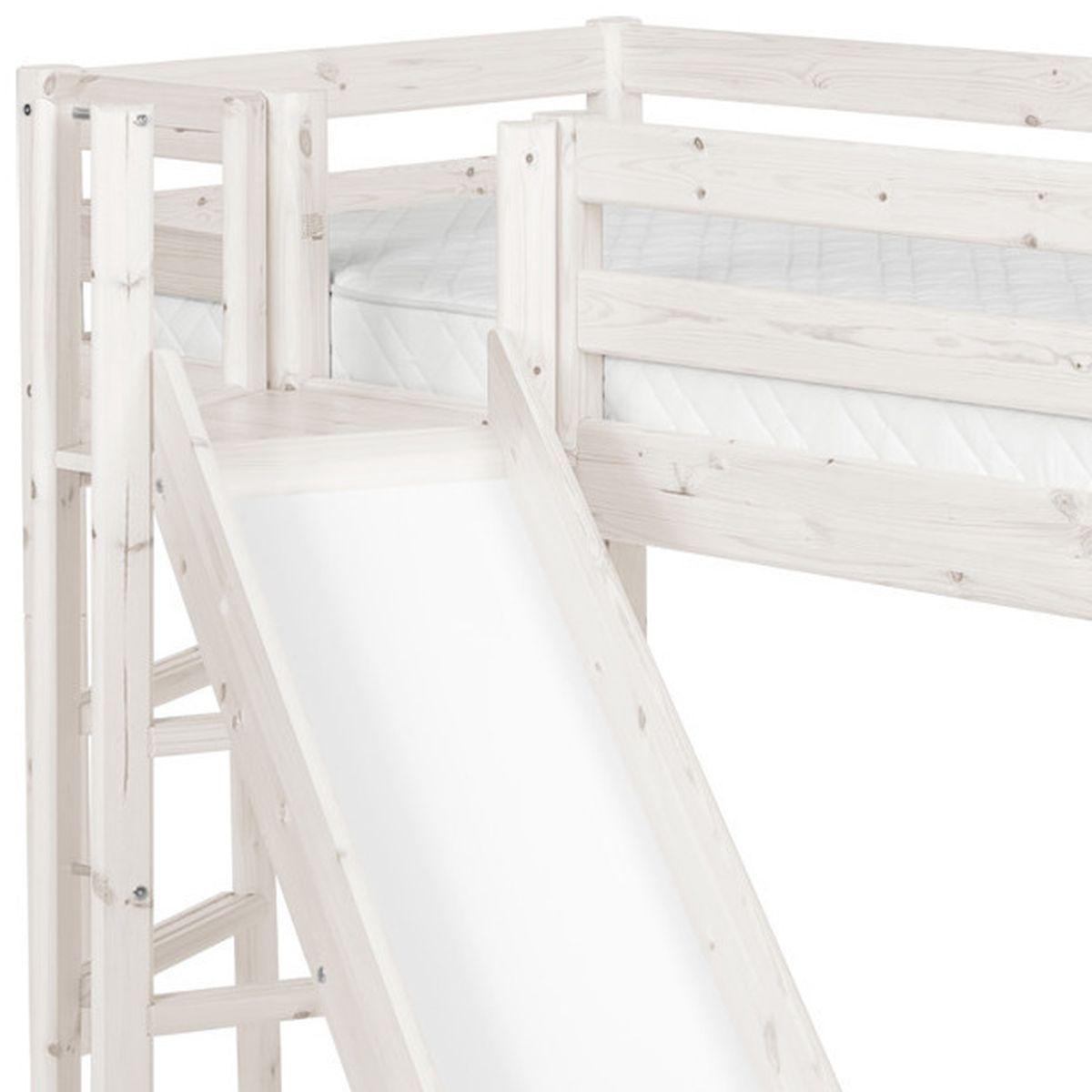 Lit mi-hauteur Classic Line 90x200 cm + plate-forme + toboggan by Flexa