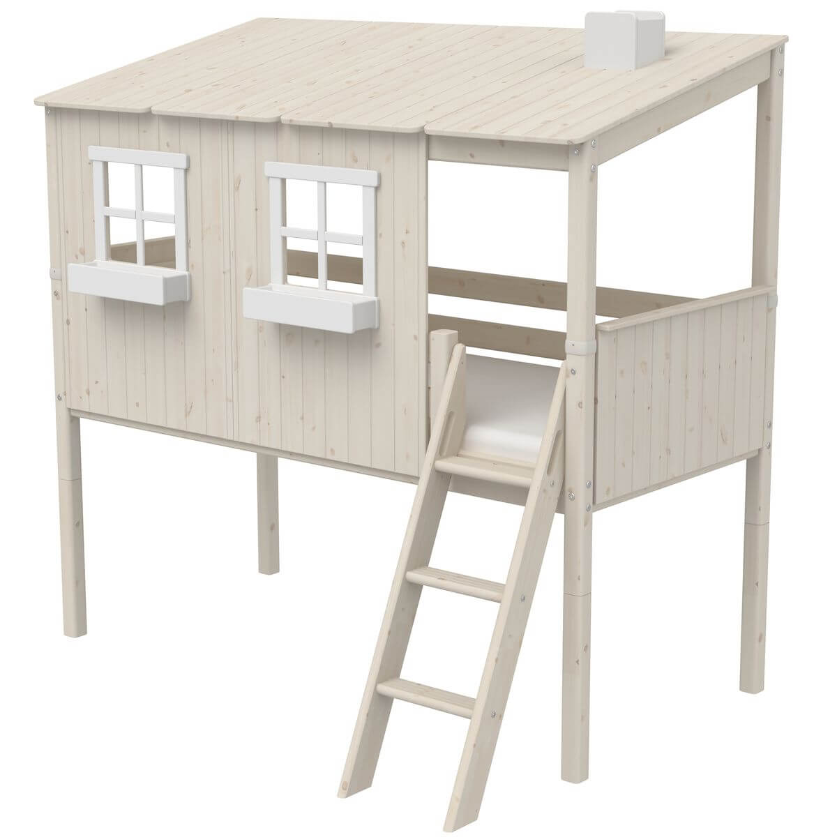 Lit mi hauteur évolutif cabane 90x200cm 1/1 PLAY HOUSE CLASSIC Flexa blanc