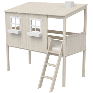Lit mi hauteur évolutif cabane 90x200cm 1/1 PLAY HOUSE CLASSIC Flexa blanc