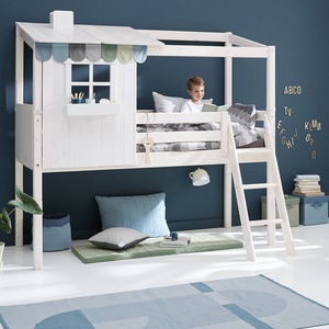 Lit mi hauteur évolutif cabane 90x200cm 1/2 PLAY HOUSE CLASSIC Flexa blanc