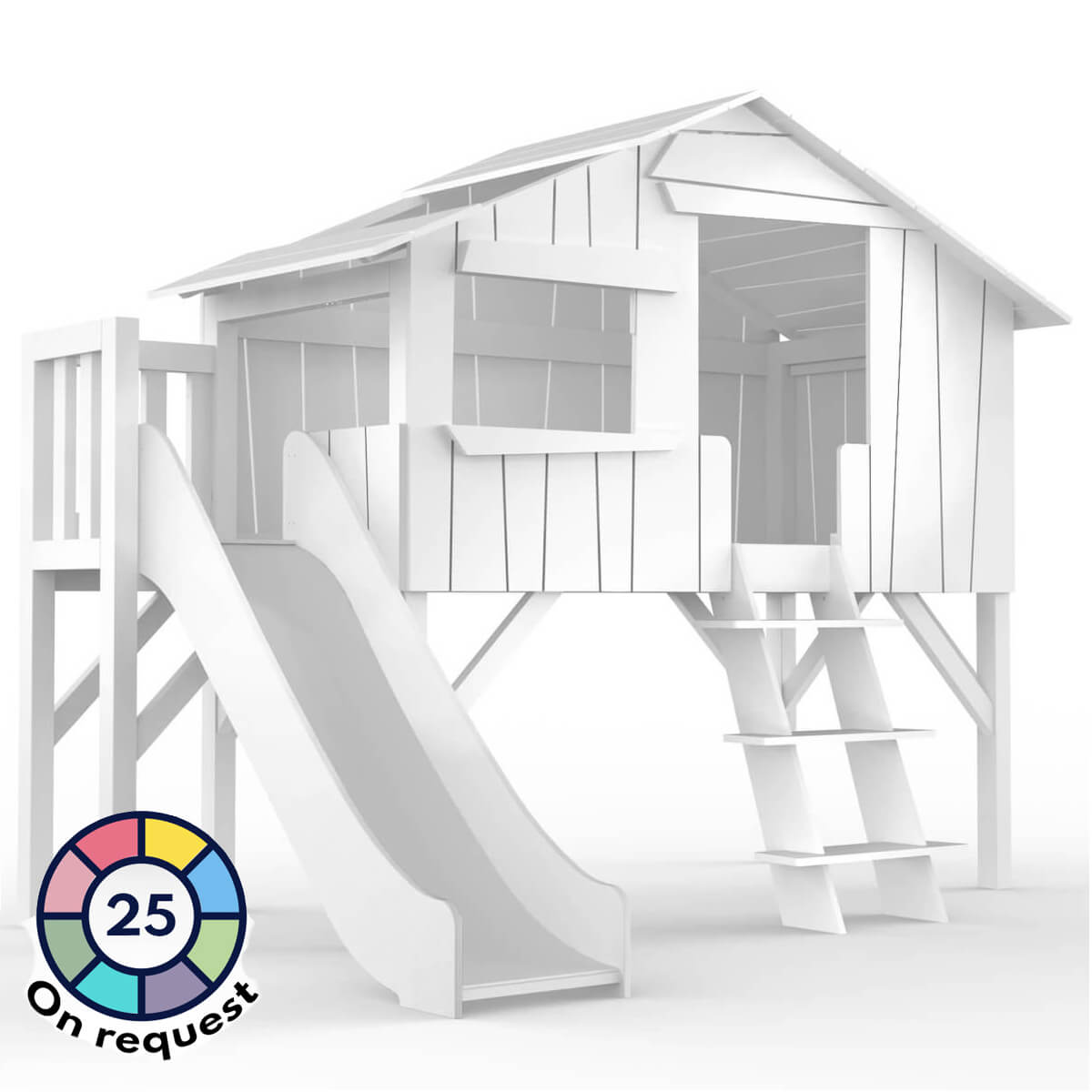 Lit mi hauteur toboggan plate-forme 90x190cm CABANE Mathy by Bols blanc