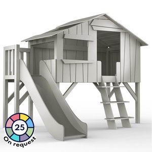 Lit mi hauteur toboggan plate-forme 90x190cm CABANE Mathy by Bols gris ciment