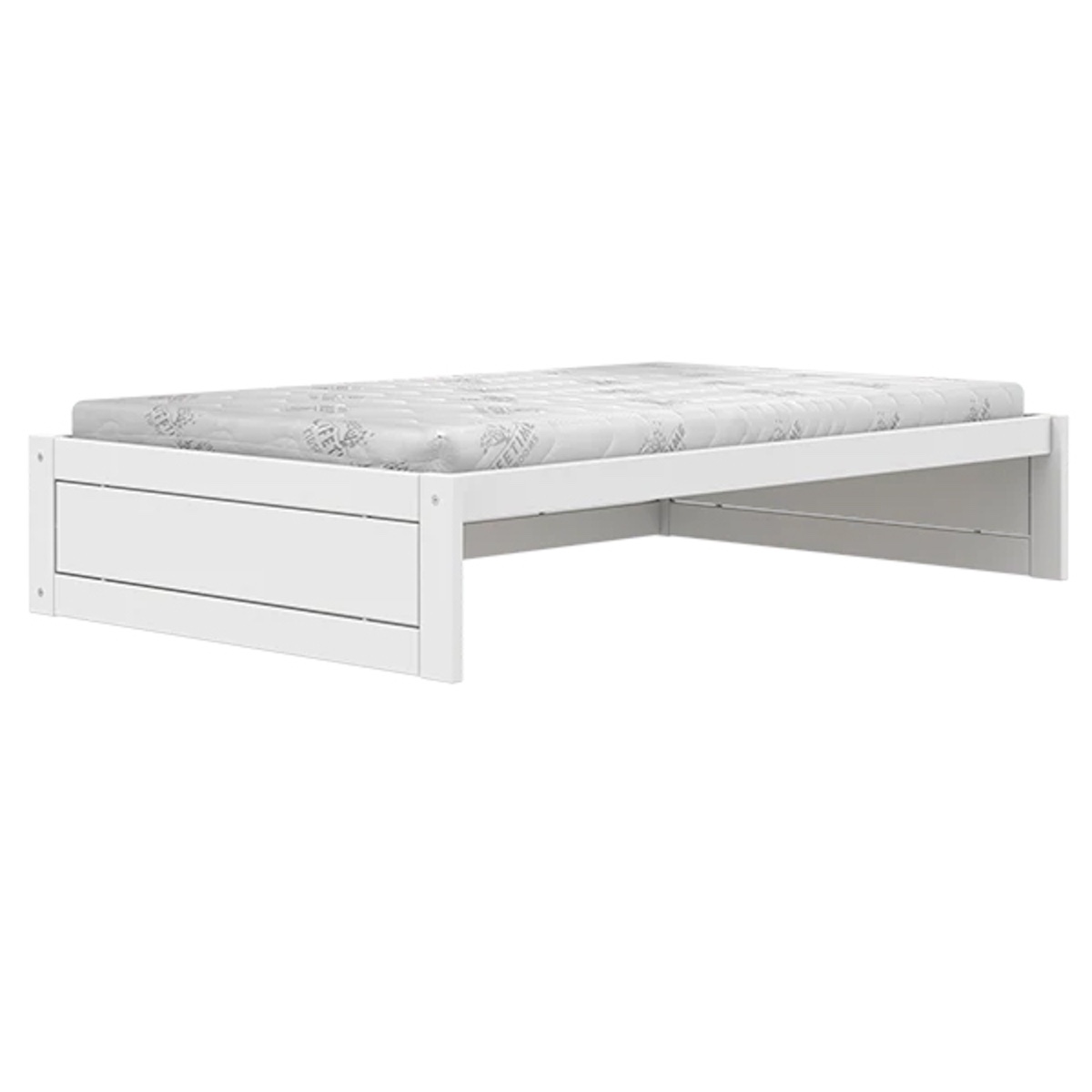 Lit Montesori 120x200cm avec sommier Premium Lifetime blanc