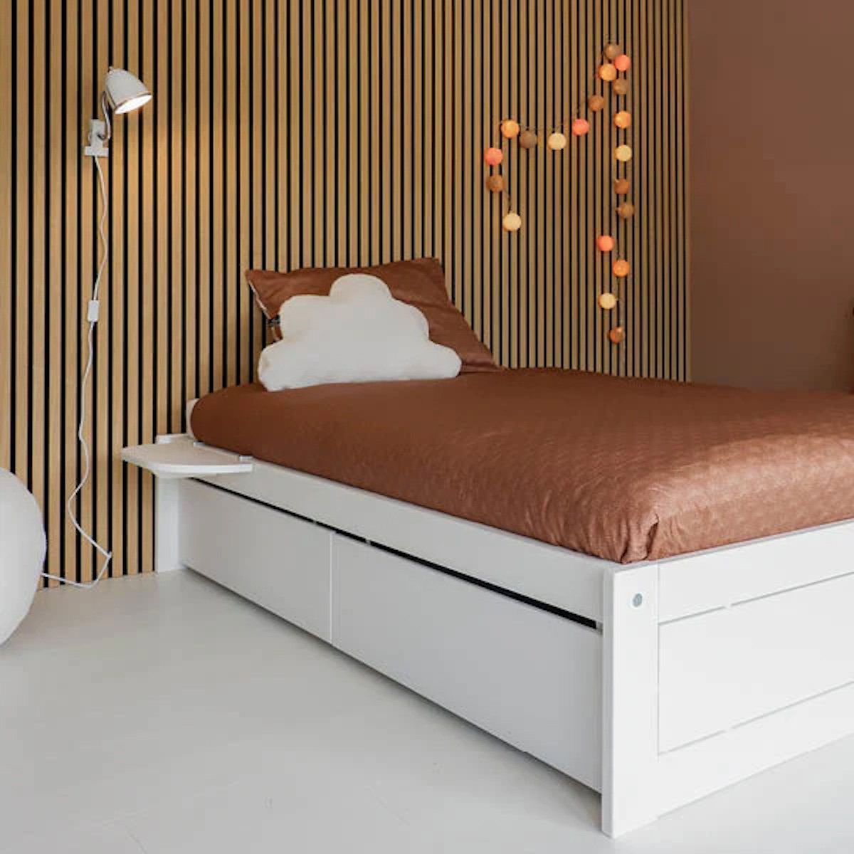 Lit Montesori 120x200cm avec sommier Premium Lifetime blanc