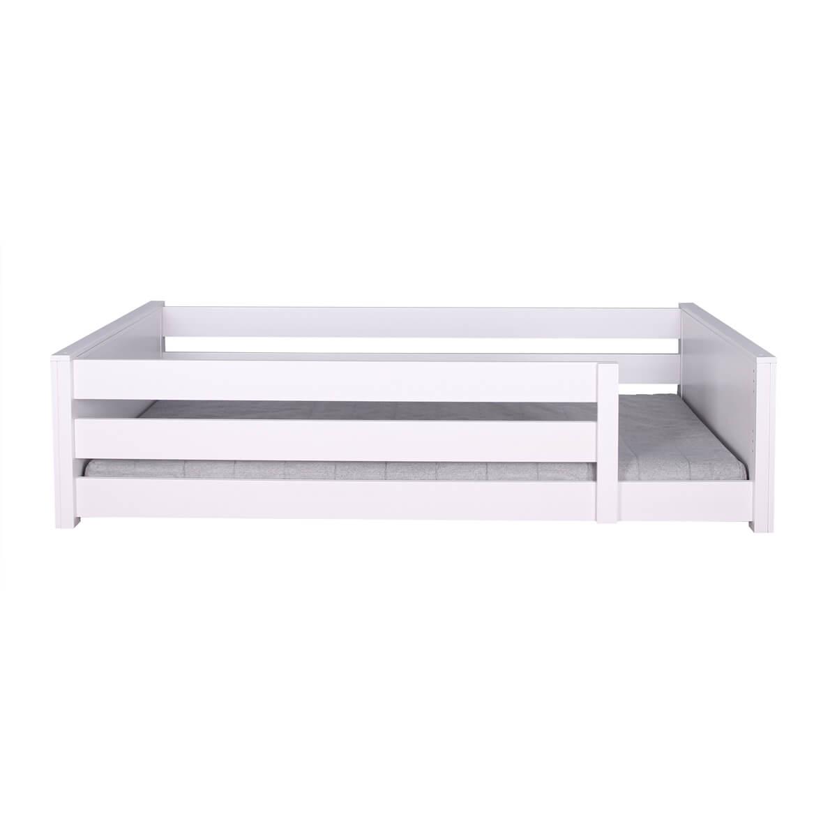 Lit montessori barrière double KASVA hêtre massif laqué blanc