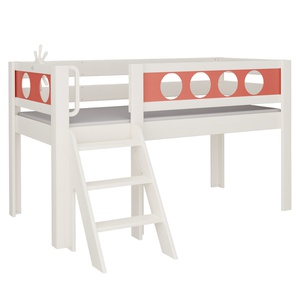 Lit Pirate mi-hauteur escalier DELUXE de Breuyn blanchi-rouge