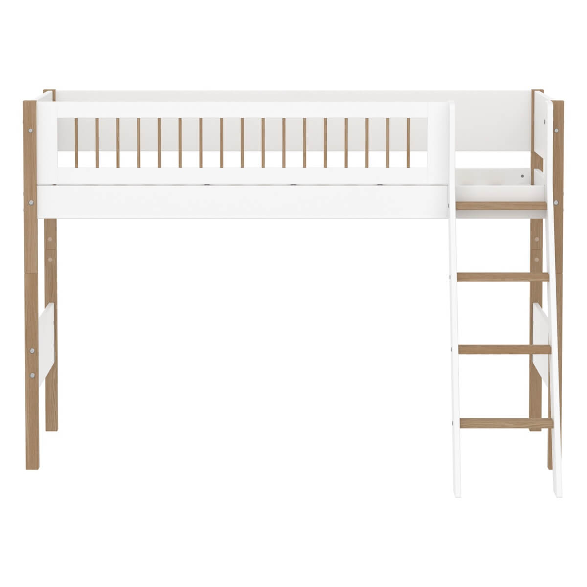 Lit semi-haut 90x200cm NOR Flexa Legs + Crossbars Oak SL.Ladder
