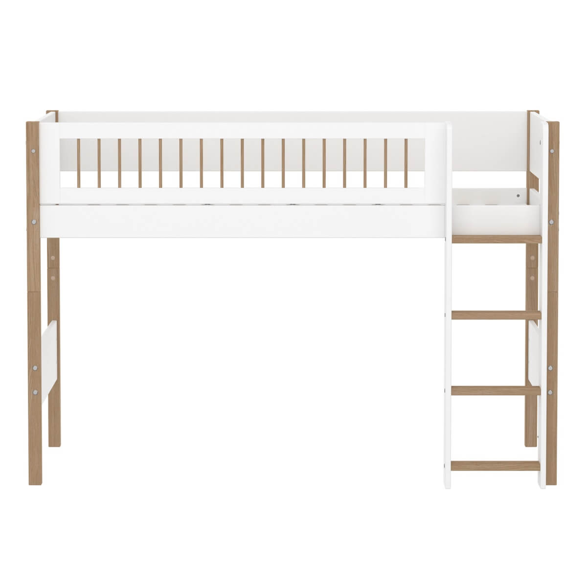Lit semi-haut 90x200cm NOR Flexa Legs + Crossbars Oak Str.Ladder