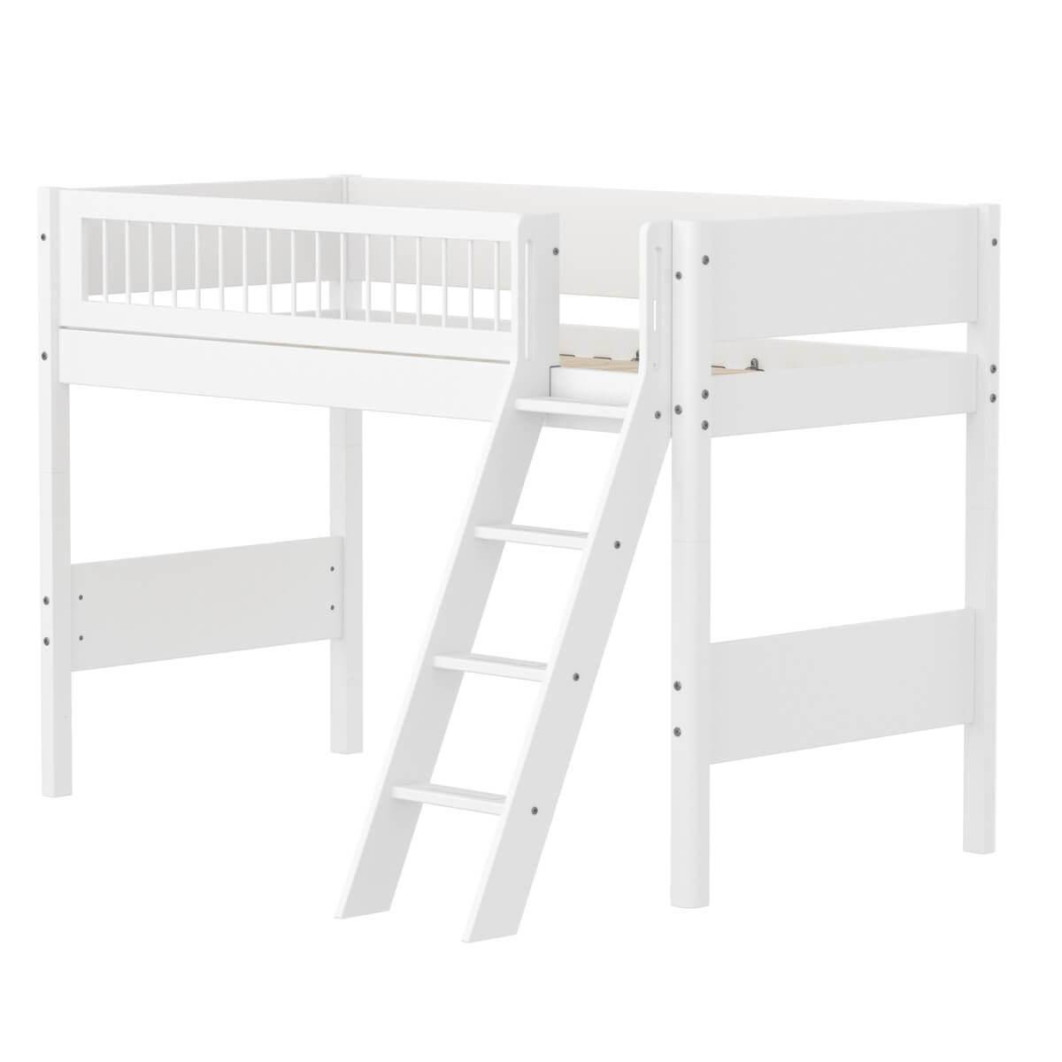 Lit semi-haut 90x200cm WHITE Flexa F.Wht.Sl.Ladder Crossbars