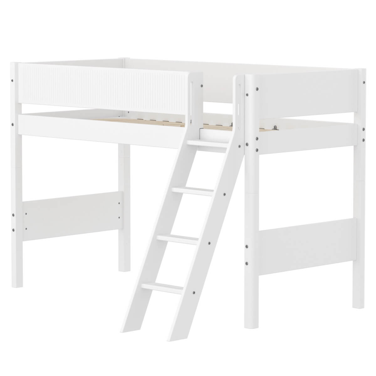 Lit semi-haut 90x200cm WHITE Flexa F.Wht.Sl.Ladder Grooves