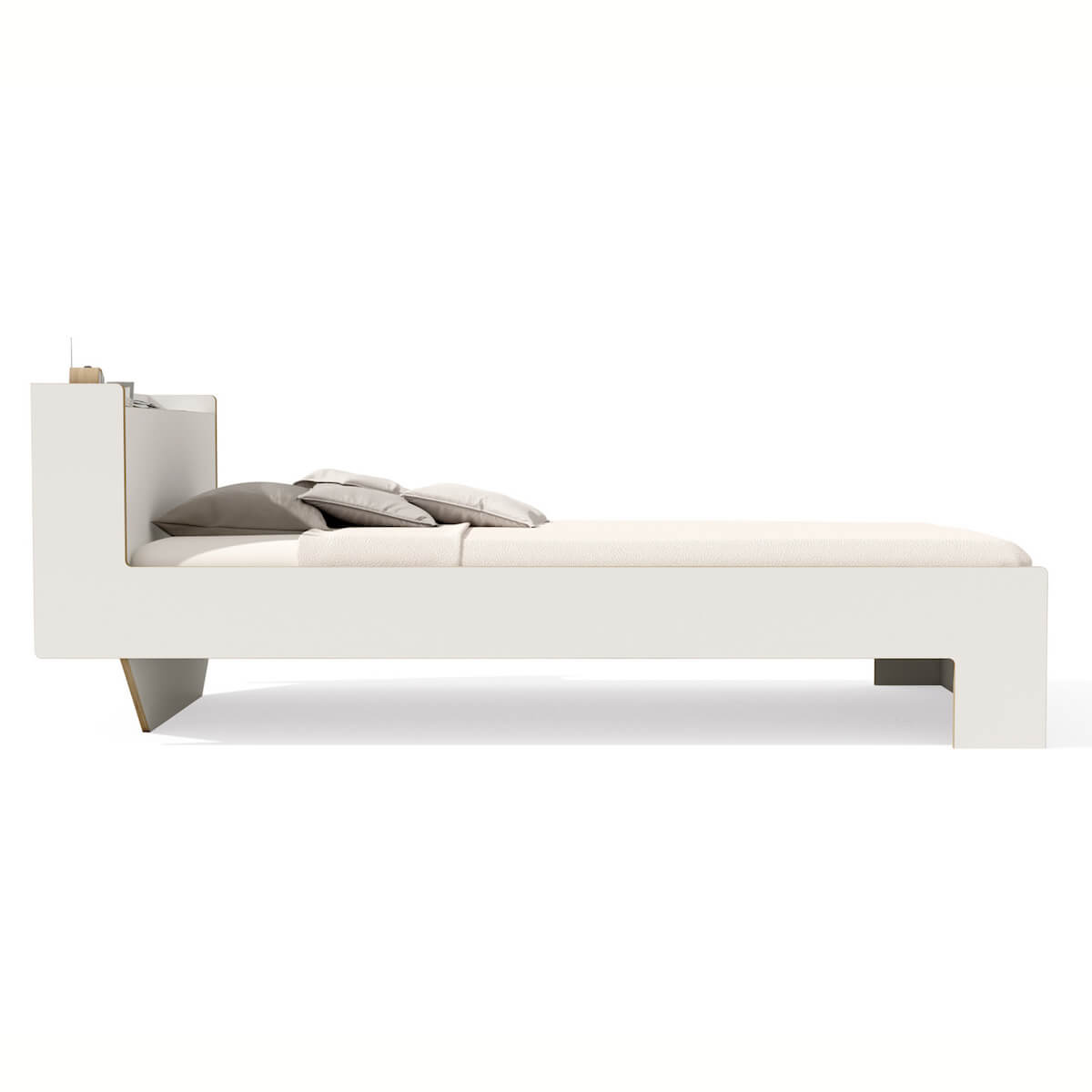 Lit simple 100x200cm NOOK Müller Small Living blanc - bord en bouleau