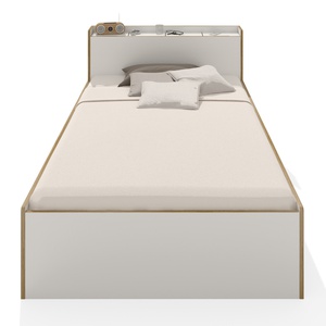 Lit simple 100x200cm NOOK Müller Small Living blanc - bord en bouleau