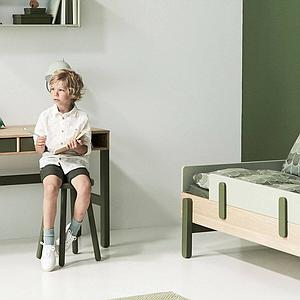 Lit simple 90x200cm POPSICLE Flexa chêne-blueberry