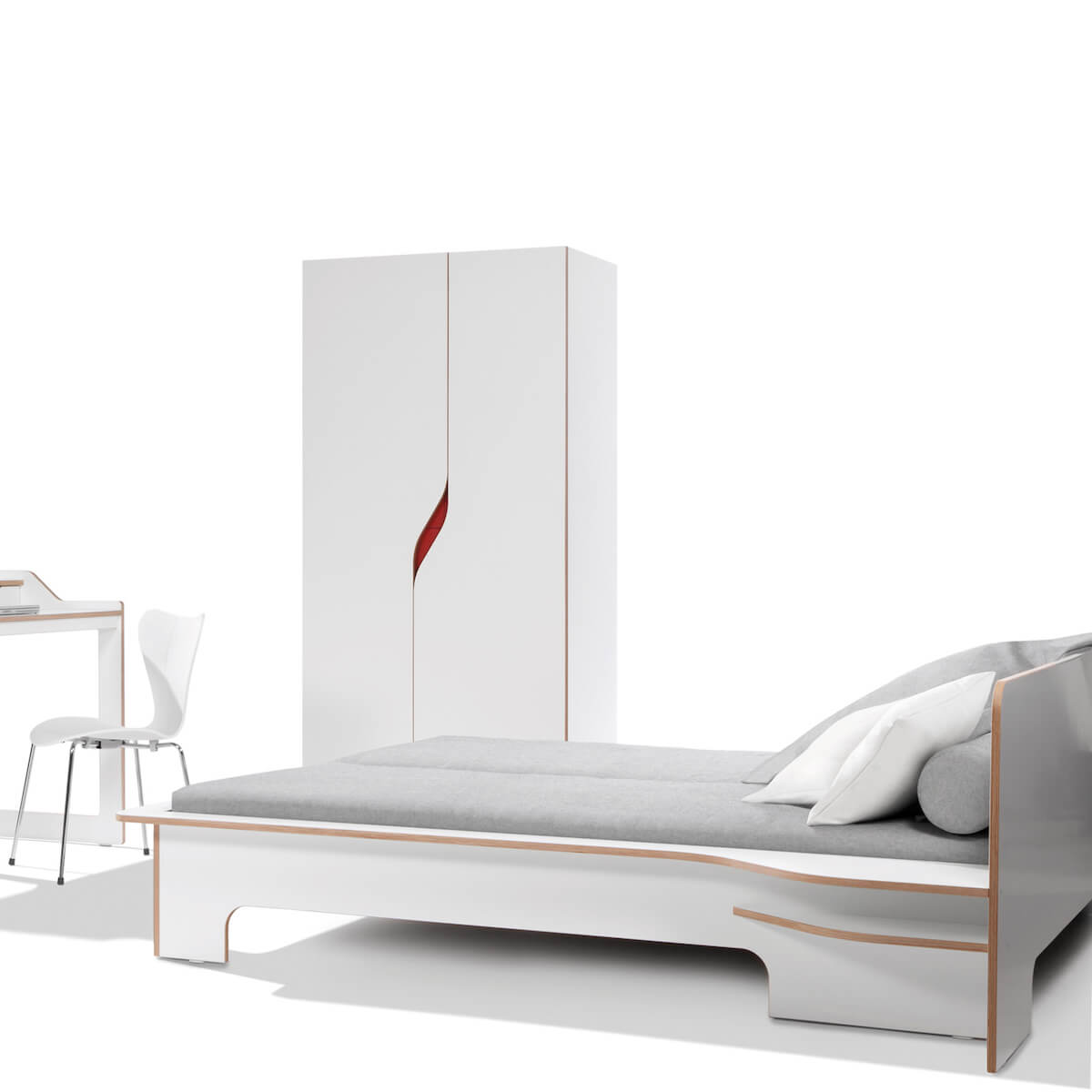 Lit simple 90x200cm sommier version droite PLANE Müller Small Living blanc