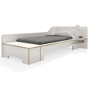 Lit simple 90x200cm sommier version droite PLANE Müller Small Living blanc