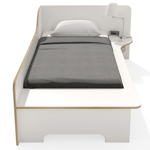 Lit simple 90x200cm sommier version droite PLANE Müller Small Living blanc