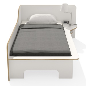 Lit simple 90x200cm version droite PLANE Müller Small Living blanc - bord en bouleau