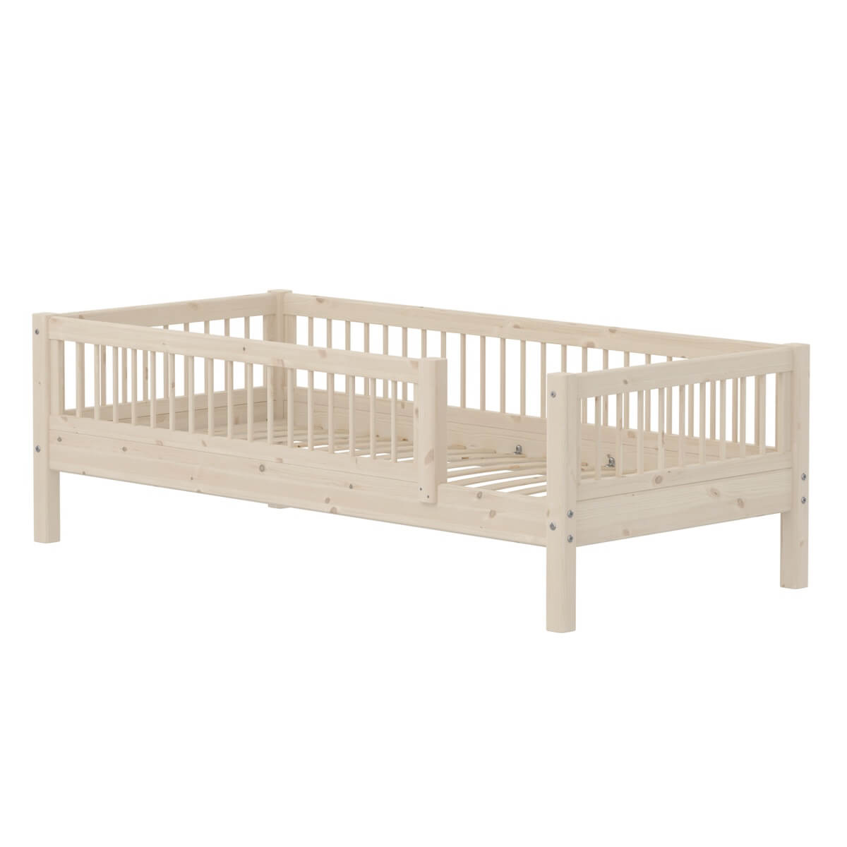Lit simple avec barrière CLASSIC 90x200cm CLASSIC Flexa White Washed Pine