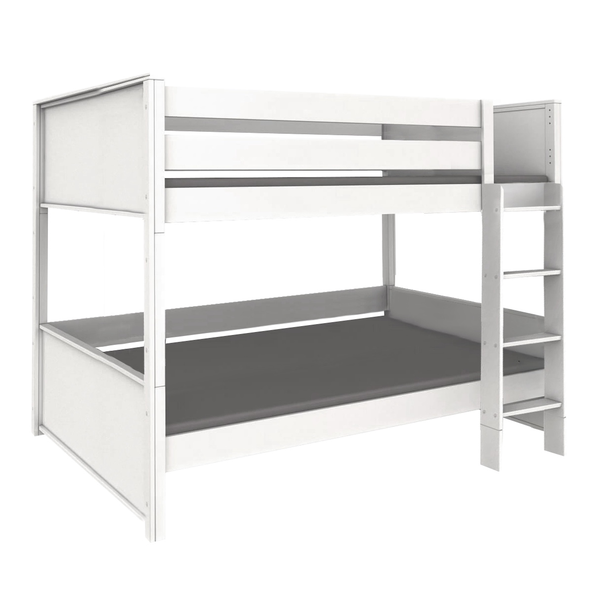 Lit superposé 120x200x165cm échelle droite KASVA hêtre laqué blanc