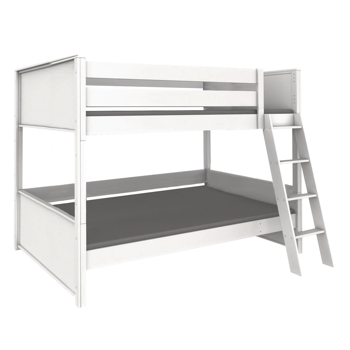 Lit superposé 120x200x165cm échelle inclinée KASVA hêtre laqué blanc