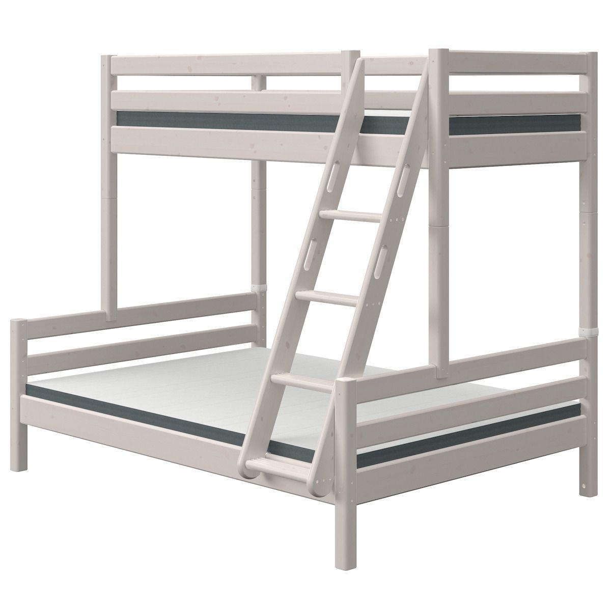 Lit superposé 90-140x190cm échelle inclinée CLASSIC Flexa grey washed